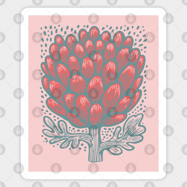 Blooming Artichoke Flower - Botanical Pop Art Magnet by TuncGK